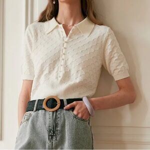 Short Sleeve Textured Knit Tee 🤍